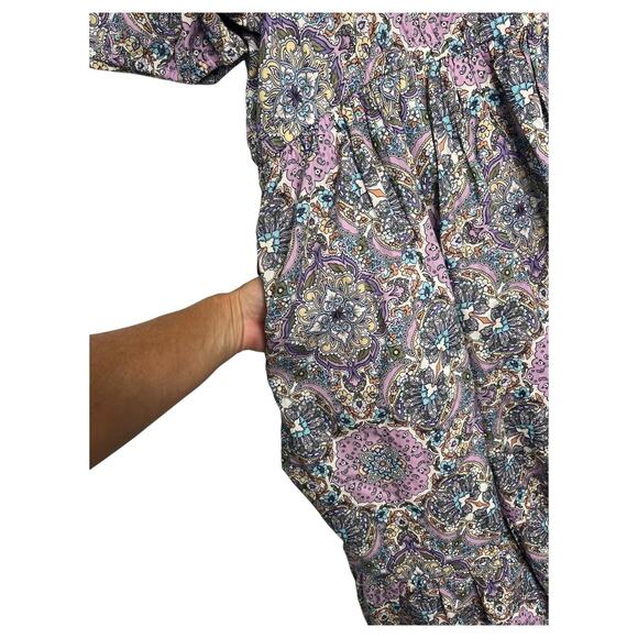 Lane Bryant Dress Womens 24P Purple Midi Geometric Boho Tiered Pockets Peasant - Picture 9 of 15